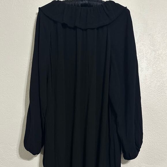 Raquel Allegra Black Peasant Dress size 0 Midi Ruffle Neck - Picture 6 of 16
